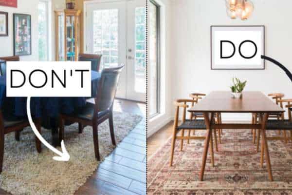 Common Mistakes to Avoid When Choosing Rug Size:
How Big Should Dining Room Rug be